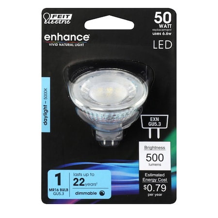 Feit Electric Feit Enhance MR16 GU5.3 LED Bulb Daylight 50 Watt Equivalence 1 pk BPEXN/950CA